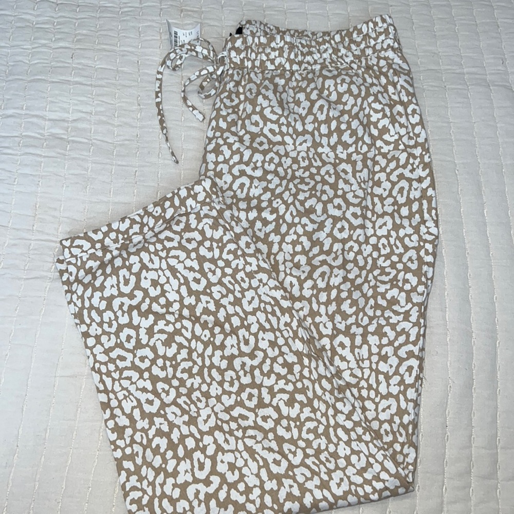 NWT JCrew Size 12 Linen Leopard Pant